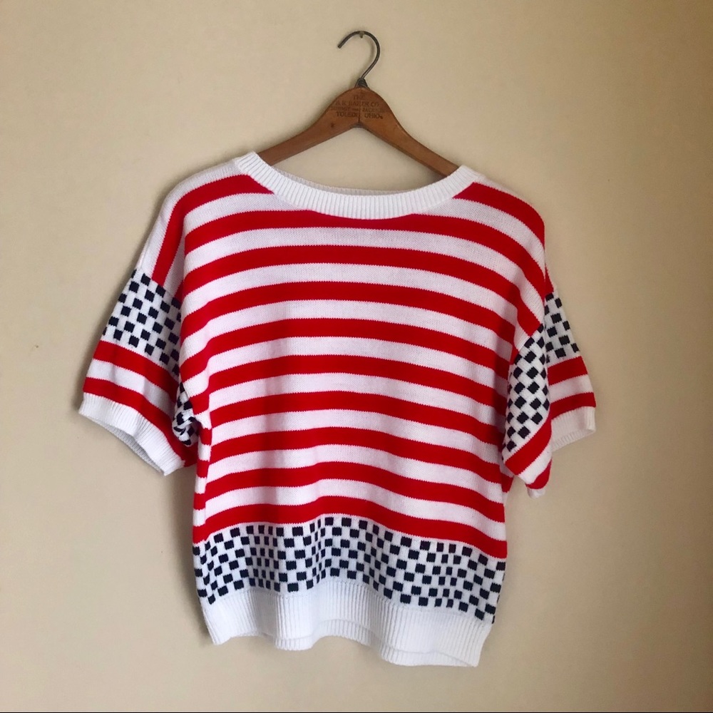 Vintage British Vogue Striped/Checkered Sweater